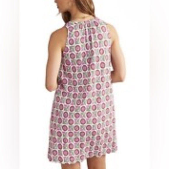 Boden Sleeveless Shift Dress US 8R Pink Medallion Floral V-Neck Knee Length - Picture 5 of 10